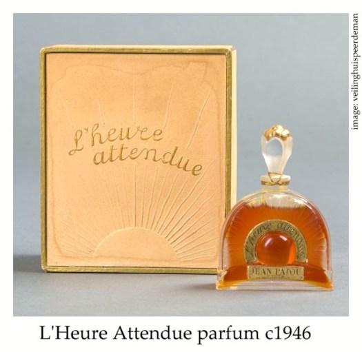 Vintage bottle and package of L'Heure Attendue perfume by Jean Patou