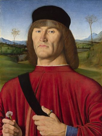 Renaissance portrait of nobleman holding carnation by Andrea Solario