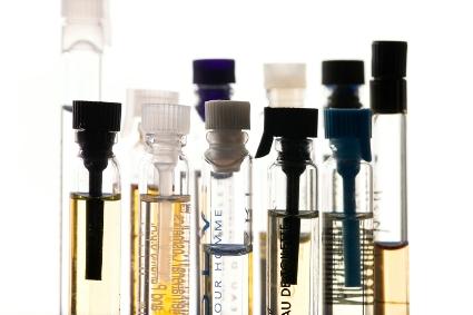 Perfume samples in glass vials