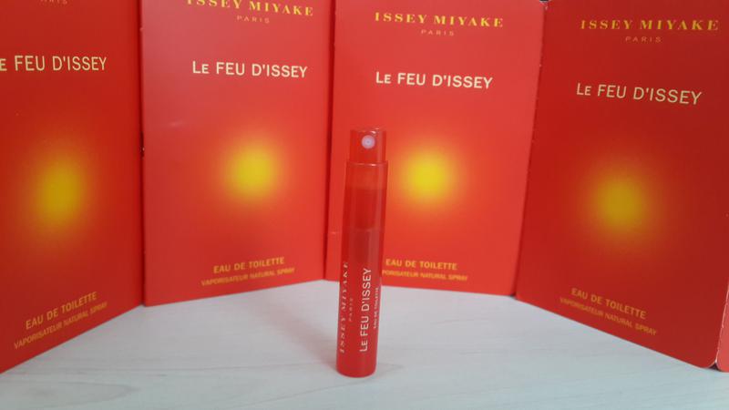 Manufacturer's carded samples of Issey Miyake's fragrance Le Feu d'Issey
