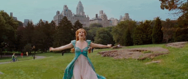 Princess Giselle in Central Park, NY, from Disney movie Enchanted
