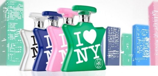 Bottles of different Bond No. 9 I Love NY fragrances