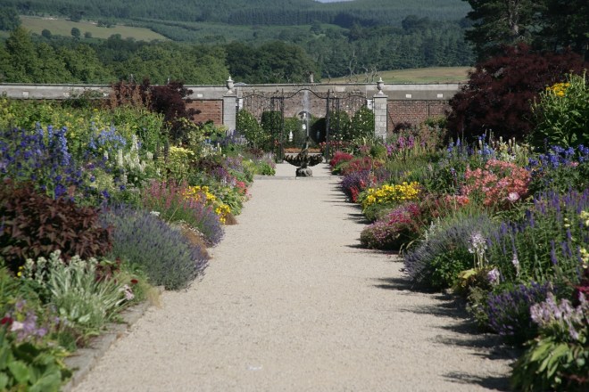 Herbaceous borders at gardens of Powerscourt, Ireland