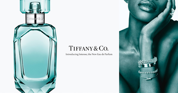 Blue bottle of Tiffany & Co. Intense eau de parfum, 2018.