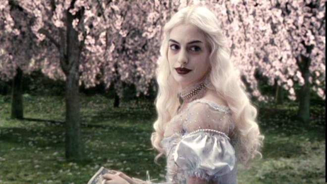 Anne Hathaway in Disney Tim Burton's Alice in Wonderland movie.
