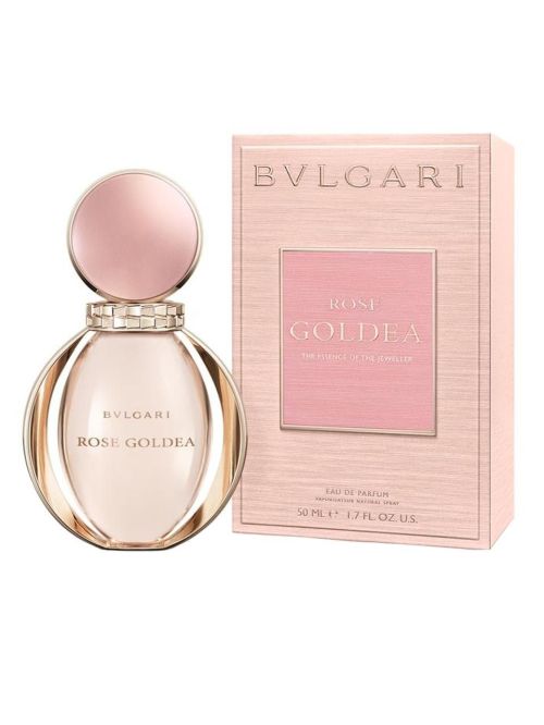 Bottle and box of Bvlgari Rose Goldea eau de parfum fragrance.