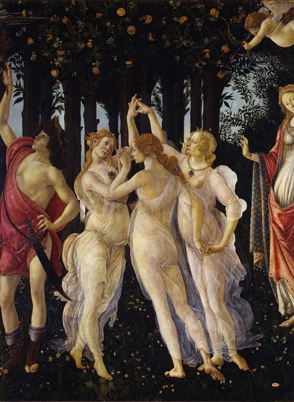 Three Graces dancing in springtime
