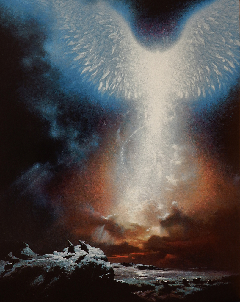 Vision of angel wings, appearing to shepherds on Christmas Eve