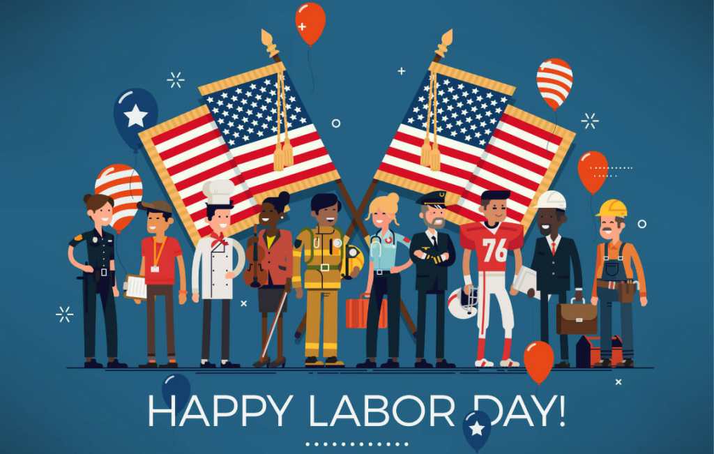 Image of workers, wishing Happy Labor Day