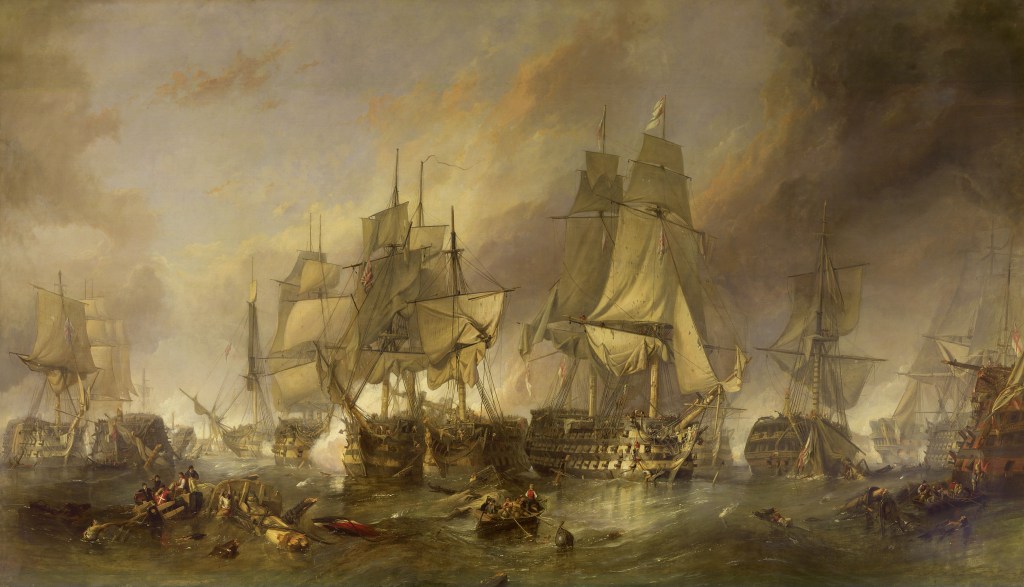 Painting of the naval battle of Trafalgar