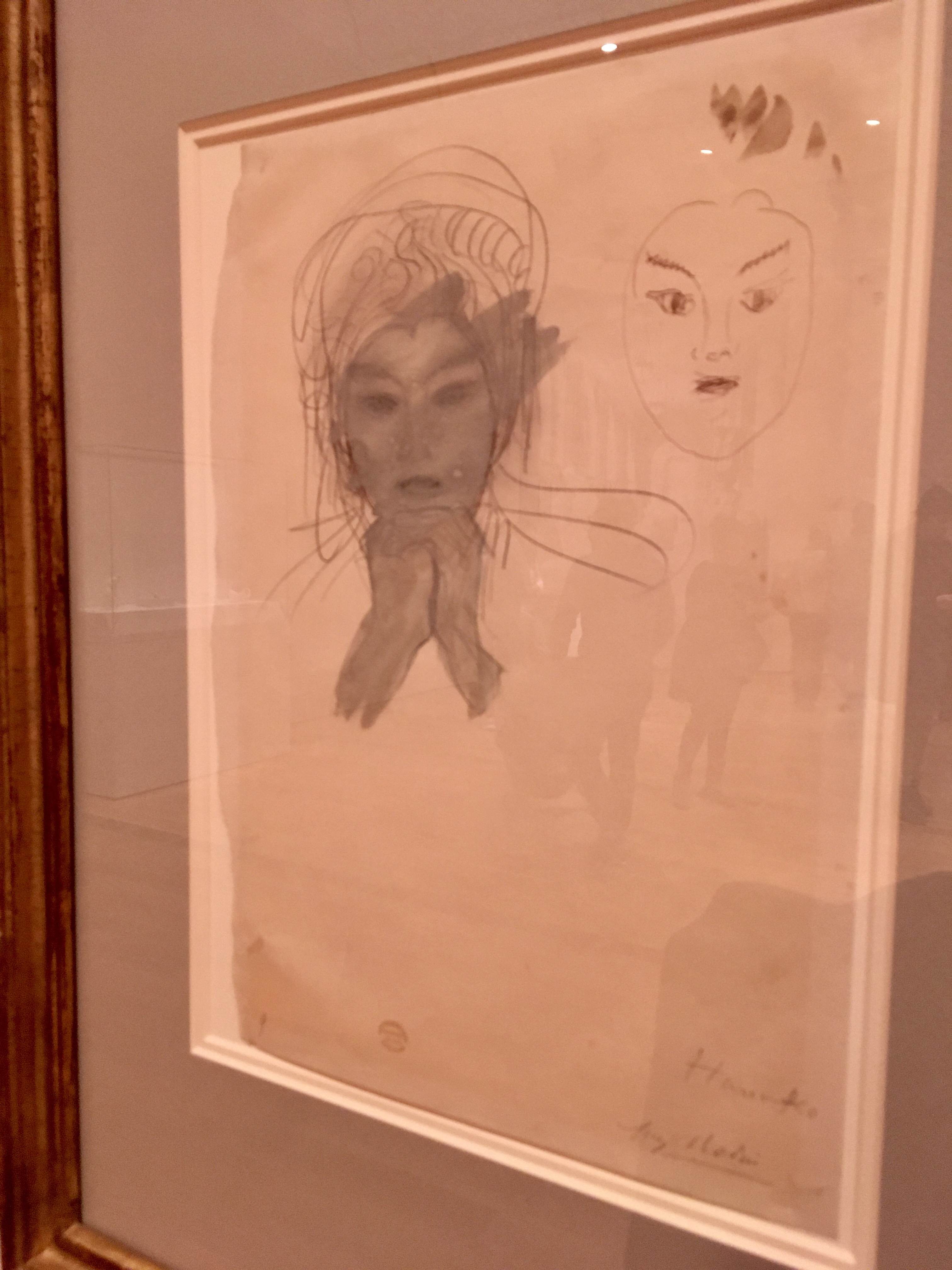 Sketch of actress Hanako and a mask